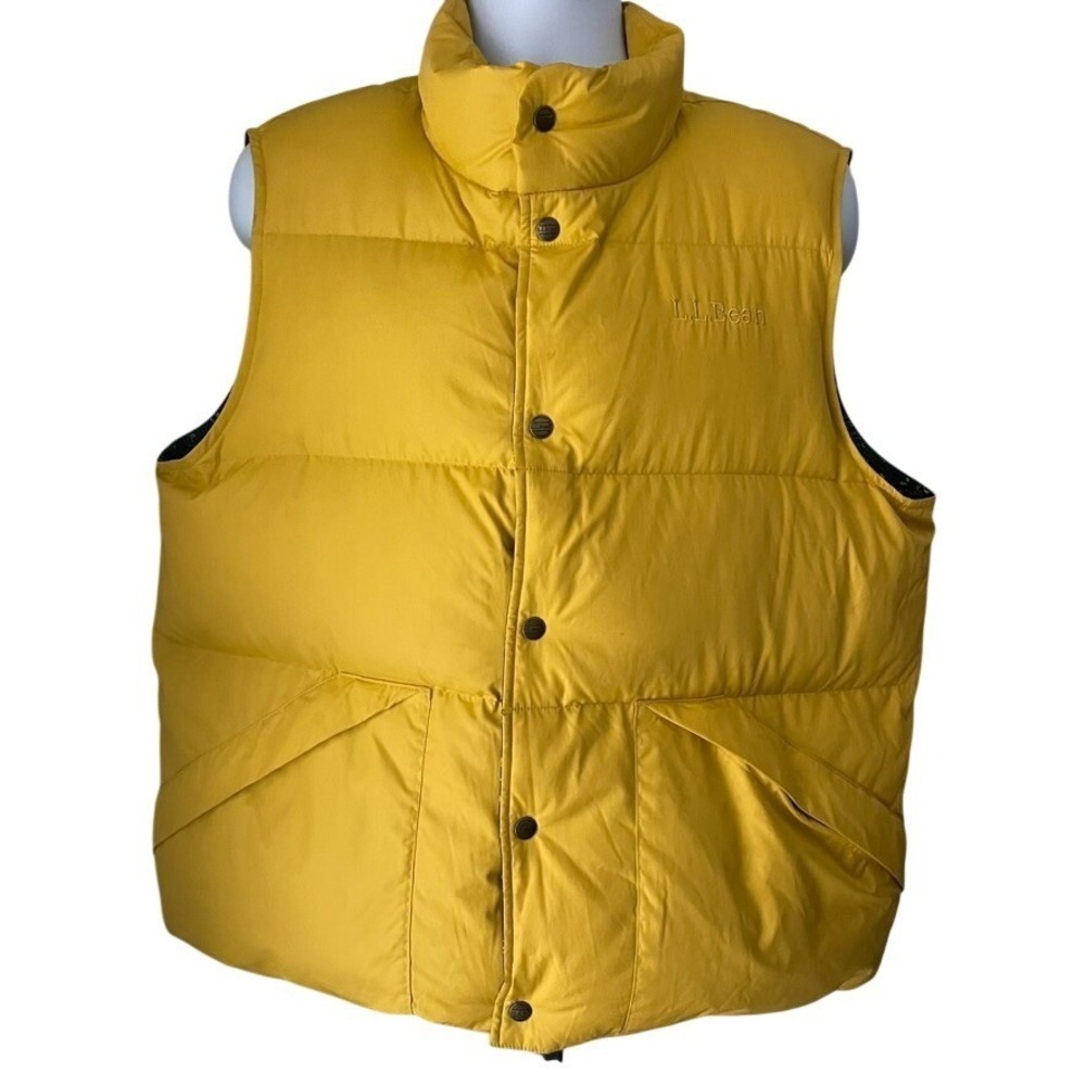 L.L.‎ Bean Trail Model 82 DownTek Down Vest Yellow Snap Puffer Women WXL ML
